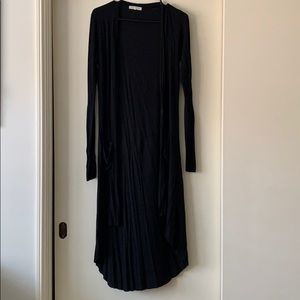 Black thin stretchy long cardigan.